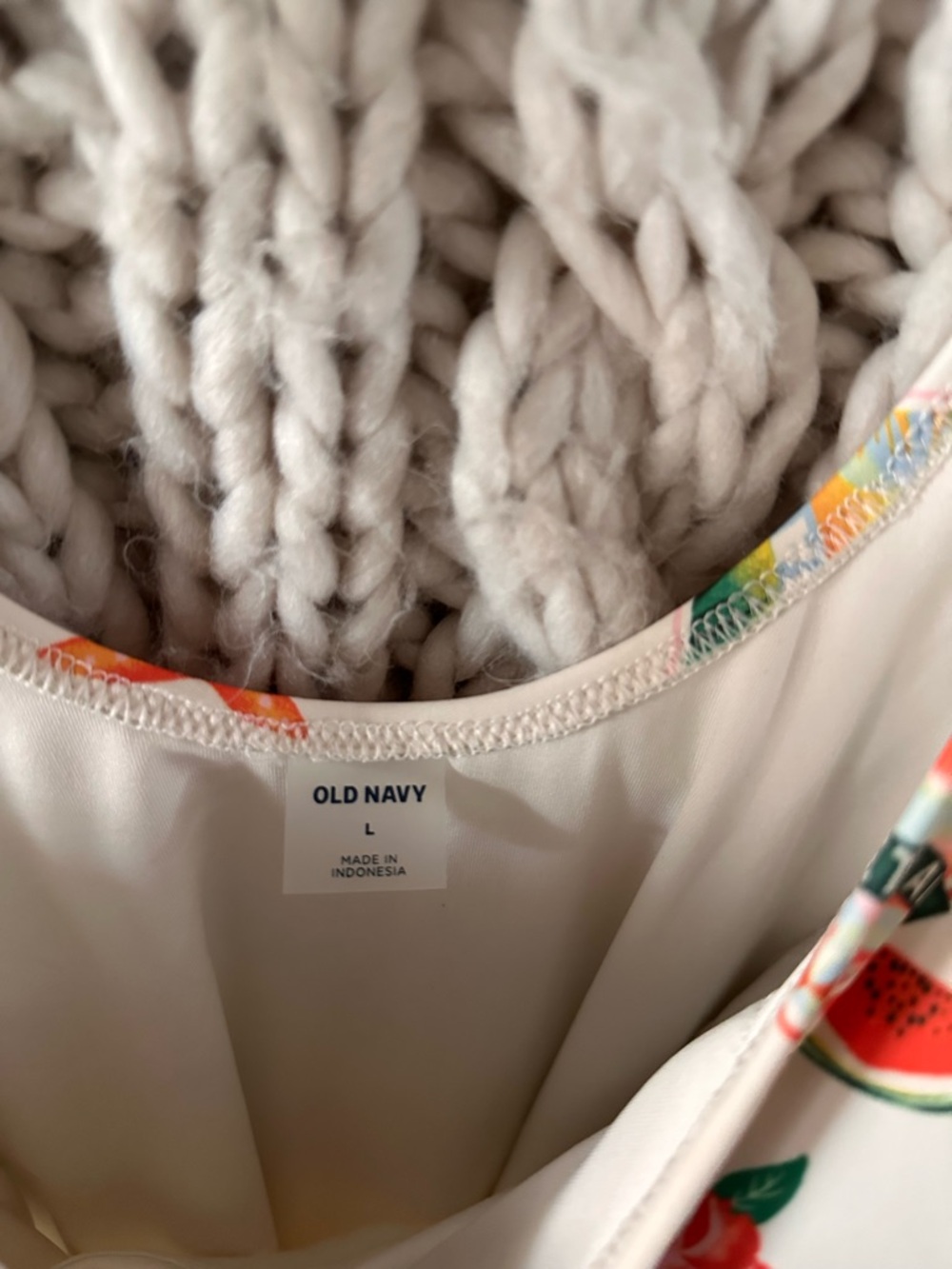 Old Navy Cream One-Piece Swimsuit with Bright Tropical Print - Picture 2 of 4